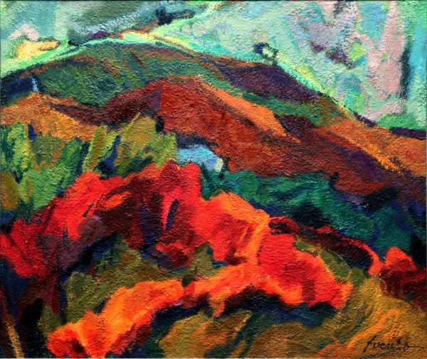 Splendori d’autunno. Lonigo 1965<br> olio su masonite<br> 84,5 x 99,5 cm<br> proprietà della Compagnia di Gesù