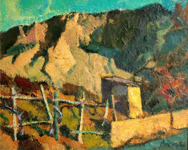 Cave sul Ticino 1972<br> olio su compensato multistrato<br> 40 x 50 cm<br> proprietà della Compagnia di Gesù