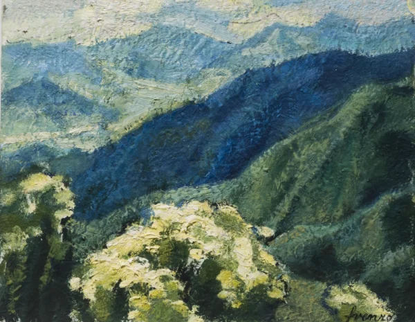 Altipiano di Bogota (Colombia) 1978 circa<br> olio su compensato multistrato<br> 40 x 50 cm<br> proprietà della Compagnia di Gesù