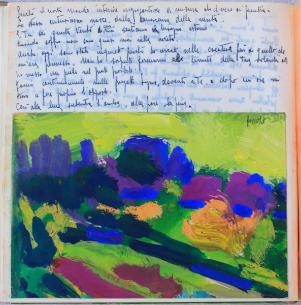 studio per paesaggio tempera su carta<br> 120 x 177 mm<br> archivio Alessio Saccardo