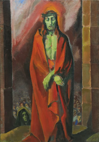 Via Crucis mariana – I stazione, Gesù è condannato a morte 1954-1955<br> olio su tela<br> 83 x 58 cm<br> proprietà della Compagnia di Gesù