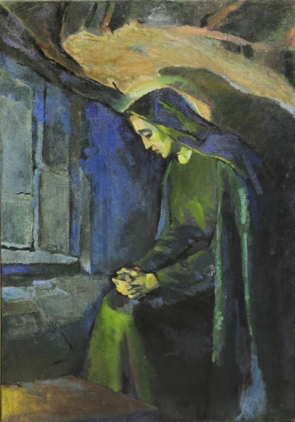 Via Crucis mariana – XIV stazione, la madre al sepolcro 1954-1955<br> olio su tela<br> 83 x 58 cm<br> proprietà della Compagnia di Gesù
