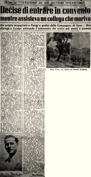 Articolo di Bino Rebellato su una mostra di Fratel Venzo (1952)